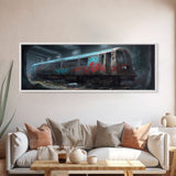 Graffiti On Abandoned Subway Train, Urban Art, Wall Decor, Urban Canvas Art, Large Framed Canvas Print, Panoramic, Wall Art, Canvas Print