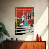 Travel Wall Art, Travel Poster, Russian Art, Retro Travel Art, Kremlin Wall Art, Red Square, Travel Artwork, Wall Poster, Canvas Wall Print