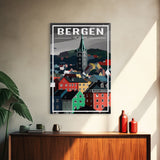 Bergen Wall Poster, NorwayPoster, Europe Wall Art, Norway Art Print, Travel Wall Print, Travel Poster, Travel Wall Art, Canvas Wall Print