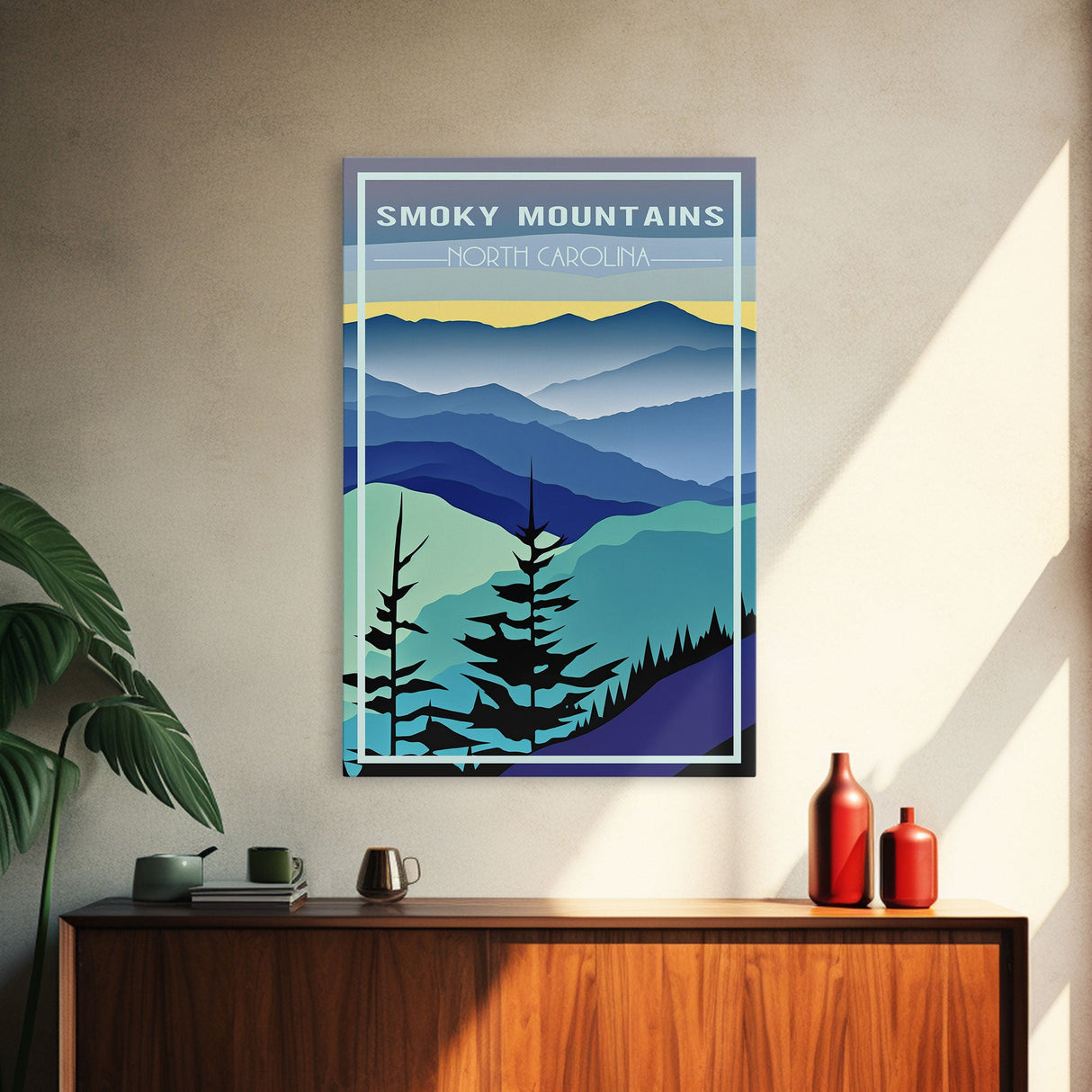 Smoky Mountains Art, North Carolina Wall Print, America Travel Poster, Travel Wall Print, Travel Poster, Travel Wall Art, Canvas Wall Print