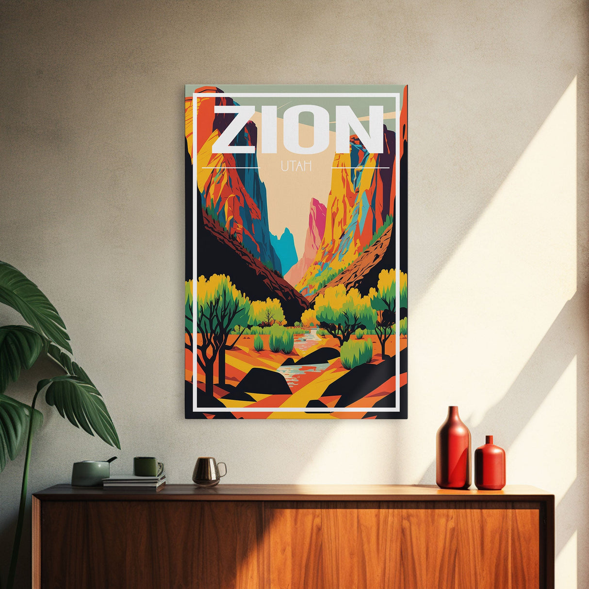 Zion National Park Poster, Utah Wall Poster, America Art Print, Travel Wall Print, Travel Poster, Travel Wall Art, Canvas Wall Print