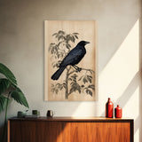 Black Bird Wall Art, Crow Wall Decor, Animal Wall Art, Black Bird, Modern Print, Wall Decor, Canvas Print, Wall Art, Framed Canvas