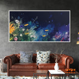 Wild Flowers Wall Decor, Floral Wall Art, Abstract Art, Nature Print, Panoramic Wall Decor, Canvas Print, Wall Art, Framed Canvas Art