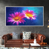 Gerbera Wall Decor, Floral Wall Art, Nature Print, Purple Flowers Wall Art, Panoramic Wall Decor, Canvas Print, Wall Art, Framed Canvas Art