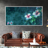 Hibiscus Flowers Wall Decor, Floral Wall Art, Tropical Flowers Wall Art, Panoramic Wall Decor, Canvas Print, Wall Art, Framed Canvas Art