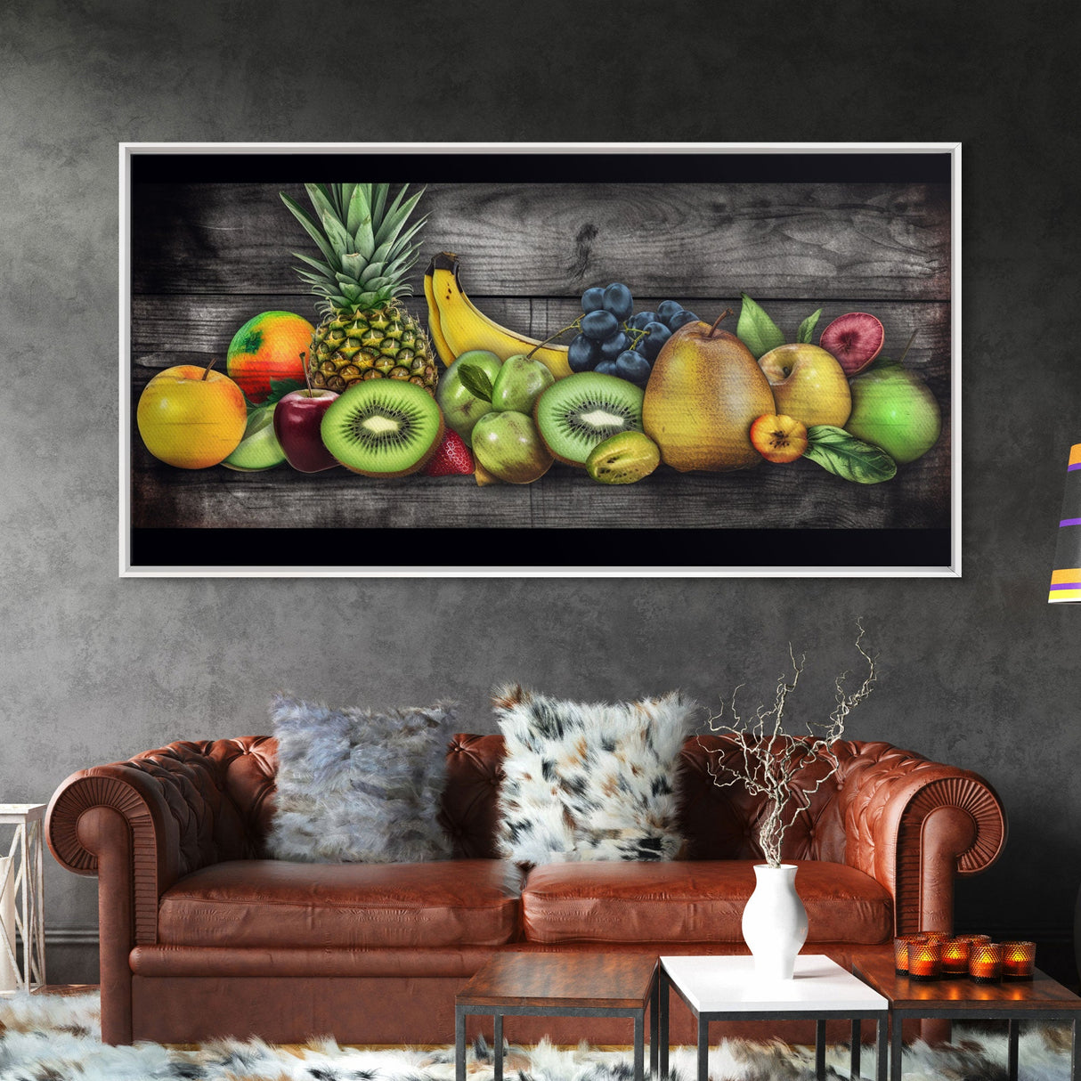 Fruits Wall Art, Food Wall Decor, Farmhouse Wall Decor, Kitchen Wall Art, Panoramic Wall Decor, Canvas Print, Wall Art, Framed Canvas Art