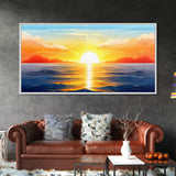 Sunset Painting Wall Decor, Ocean Art, Seascape Wall Decor, Nature Print, Panoramic Wall Decor, Canvas Print, Wall Art, Framed Canvas Art