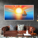 Seascape Wall Art, Sunset Wall Decor, Sailboat Wall Decor, Nature Wall Art, Panoramic Wall Decor, Canvas Print, Wall Art, Framed Canvas Art