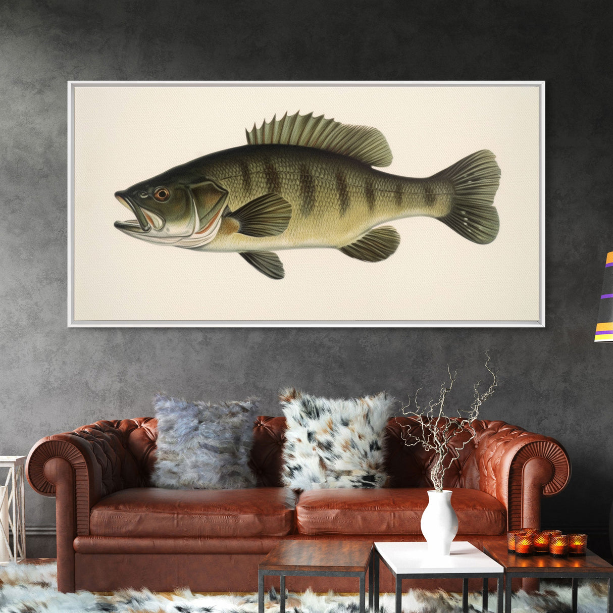 Bass Fish Wall Decor, Animal Wall Art, Nature Wall Art, Minimalist Art, Panoramic Wall Decor, Canvas Print, Wall Art, Framed Canvas Art