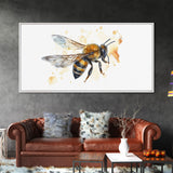 Honey Bee Wall Art, Insect Art, Nature Wall Art, Minimalist Art, Panoramic Wall Decor, Canvas Print, Wall Art, Framed Canvas Art