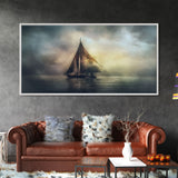 Abstract Sailboat Wall Decor, Ocean Wall Art, Seascape, Storm Wall Decor, Panoramic Wall Decor, Canvas Print, Wall Art, Framed Canvas Art