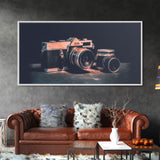 Film Camera Wall Decor, Camera Wall Art, Retro Wall Art, Photography Art, Panoramic Wall Decor, Canvas Print, Wall Art, Framed Canvas Art