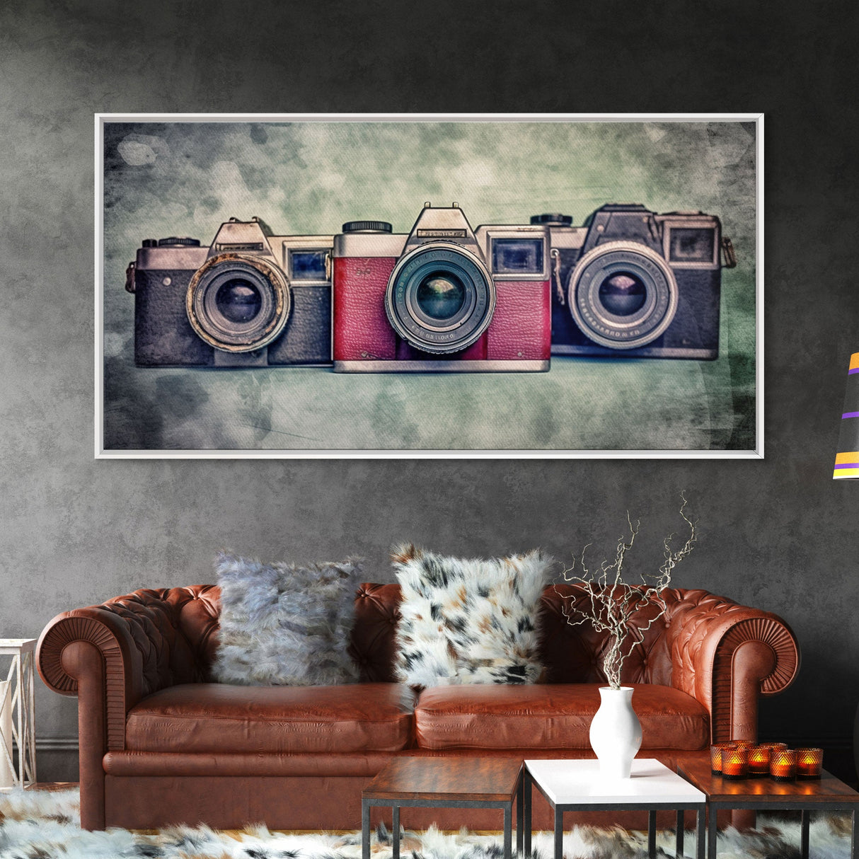 Film Camera Wall Decor, Retro Camera Wall Art, Red Camera, Photography Art, Panoramic Wall Decor, Canvas Print, Wall Art, Framed Canvas Art