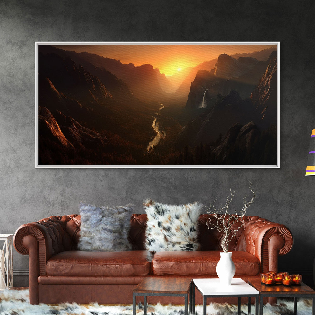 Sunset Over Canyon Wall Decor, Canyon River Wall Art, Landscape Wall Decor, Panoramic Wall Decor, Canvas Print, Wall Art, Framed Canvas Art