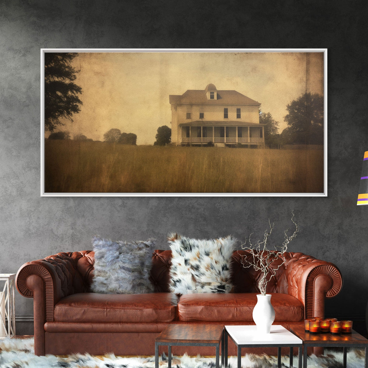 Old Farm House Wall Decor, Abandoned House Wall Decor, Rural Wall Decor, Panoramic Wall Decor, Canvas Print, Wall Art, Framed Canvas Art