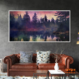 Foggy Landscape Wall Art, Reflection River Wall Decor, Misty Lake Art, Panoramic Wall Decor, Canvas Print, Wall Art, Framed Canvas Art