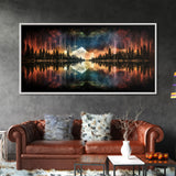 Vibrant Landscape Wall Art, Reflection Wall Decor, Abstract Art Print, Panoramic Wall Decor, Canvas Print, Wall Art, Framed Canvas Art