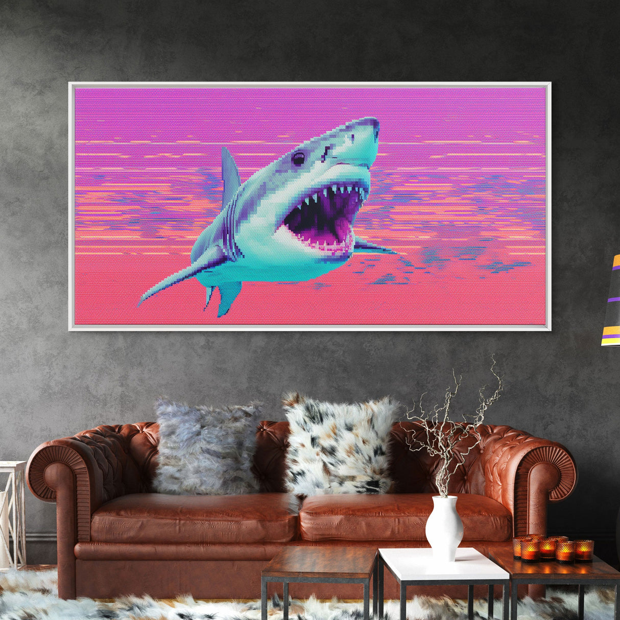 Shark Wall Art, Animal Wall Decor, Ocean Wall Art, Nature Wall Decor, Panoramic Wall Decor, Canvas Print, Wall Art, Framed Canvas Art