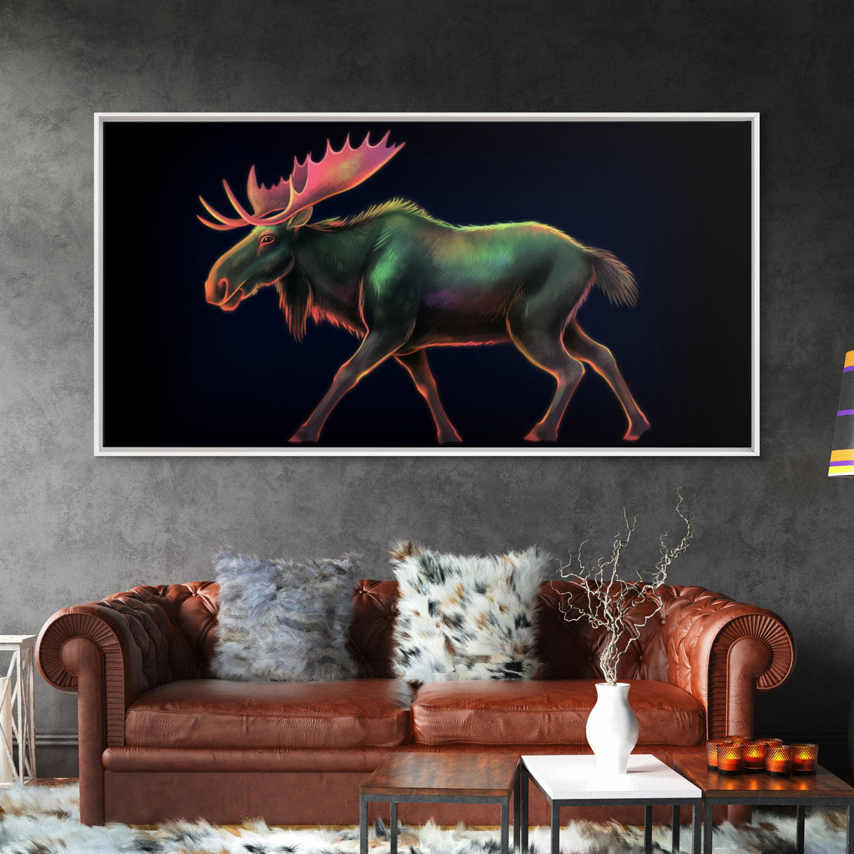 Abstract Moose Wall Art, Animal Art Print, Nature, Minimalist Wall Art, Panoramic Wall Decor, Canvas Print, Wall Art, Framed Canvas Art