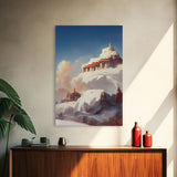 Buddhist temple wall art, canvas print, abstract Tibetan temple wall decor, Buddhist home decor