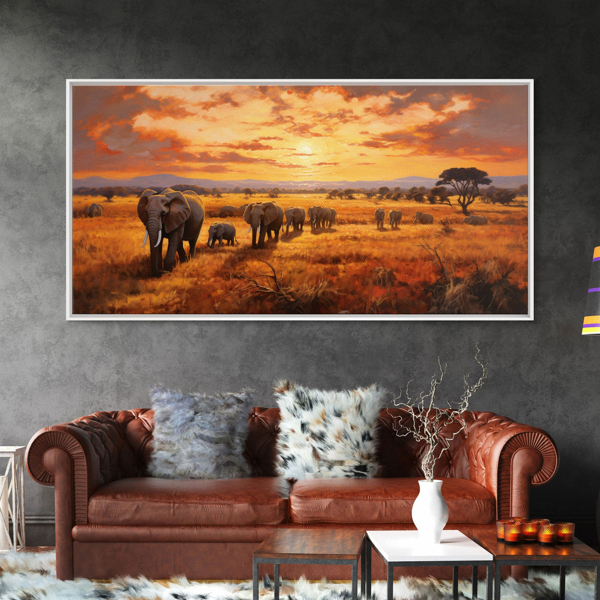 Elephant Wall Art, Animal Art, Safari Wall Art, Panoramic Art, Wall Art, Canvas Art, Landscape Art, Rustic Wall Decor, Military Gift, Prints