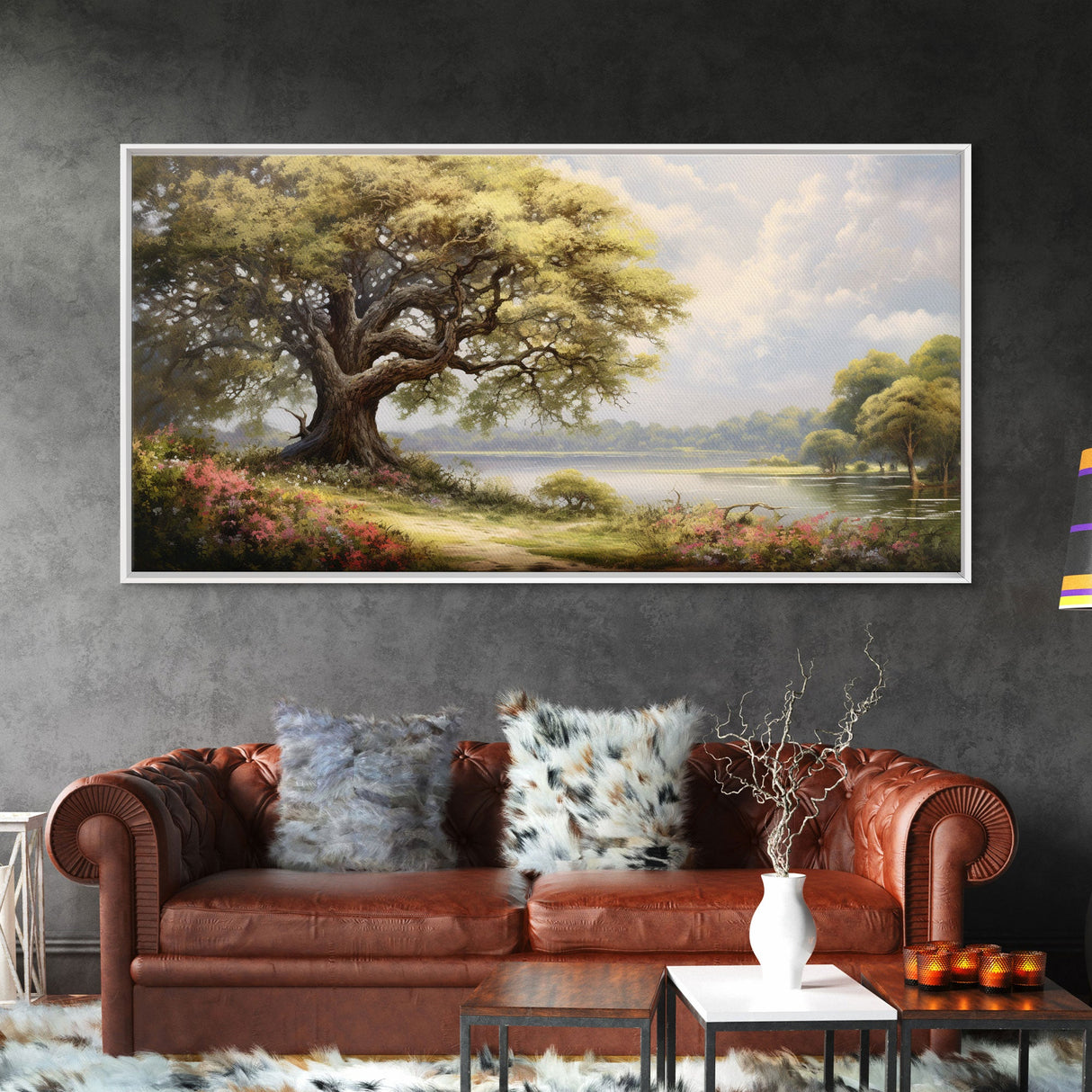 Lake Wall Art, Tree Art, Nature Landscape Wall Art, Panoramic Art, Wall Art, Canvas Art, Landscape Art, Real Estate Gift, Above Bed Art