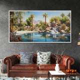 Oasis Wall Art, Palm Trees Art, Lake Art Print, Panoramic Art, Wall Art, Canvas Art, Landscape Art, Gift For Boss, Ranch House Decor