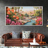 Summer Art, Desert Landscape Wall Art, Mountains Wall Print, Palm Trees Art, Panoramic Art, Wall Art, Canvas Art, Landscape Art, Office Art