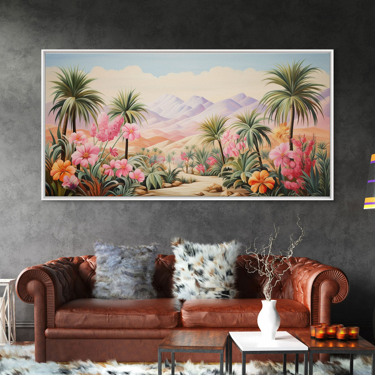 Flower Wall Art, Desert Landscape Wall Art, Mountain Art, Palm Trees Art, Tropical Art, Panoramic Art, Wall Art, Canvas Art, Landscape Art