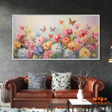 Butterfly Wall Art, Flowers Wall Art, Colorful Fowers, Panoramic Art, Wall Art, Canvas Art, Landscape Art, Meadow Art, Botanical Art