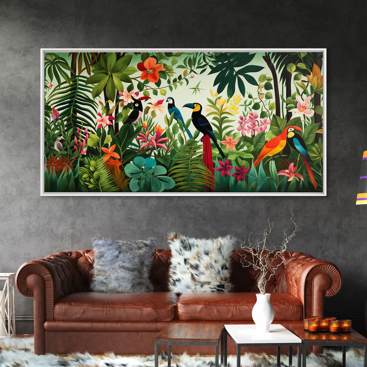 Toucan Wall Art, Tropical Art Print, Bird Art, Animal Art, Panoramic Art, Wall Art, Canvas Art, Landscape Art, Couple Gift, Dorm Room Art