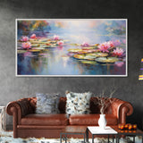 Lotus Wall Art, Pond Decor, Lily Pads Wall Art, Panoramic Art, Wall Art, Canvas Art, Landscape Art, Gifts For Grandma, Camper Wall Decor