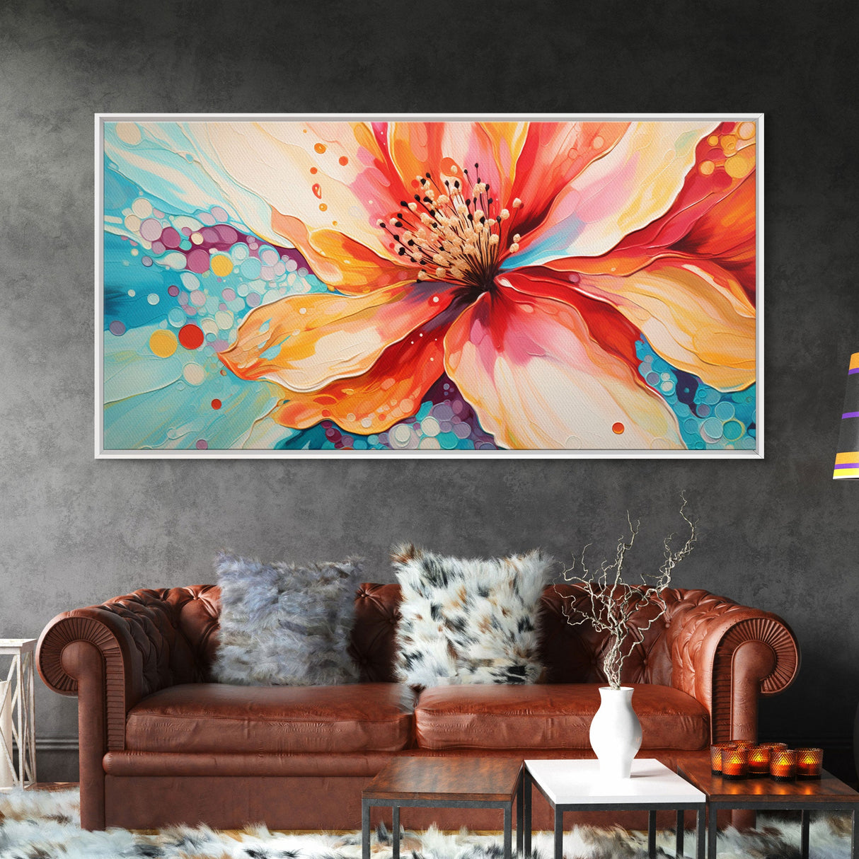 Hibiscus Wall Art, Tropical Flower Print, Pink Flower, Panoramic Art, Wall Art, Canvas Art, Landscape Art, Boho Wall Art, Rustic Wall Decor