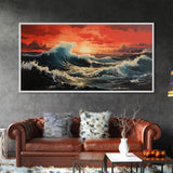 Sunset Wall Art, Ocean Art Print, Seascape Wall Art, Panoramic Art, Wall Art, Canvas Art, Landscape Art, Wedding Gift, Apartment Wall Art