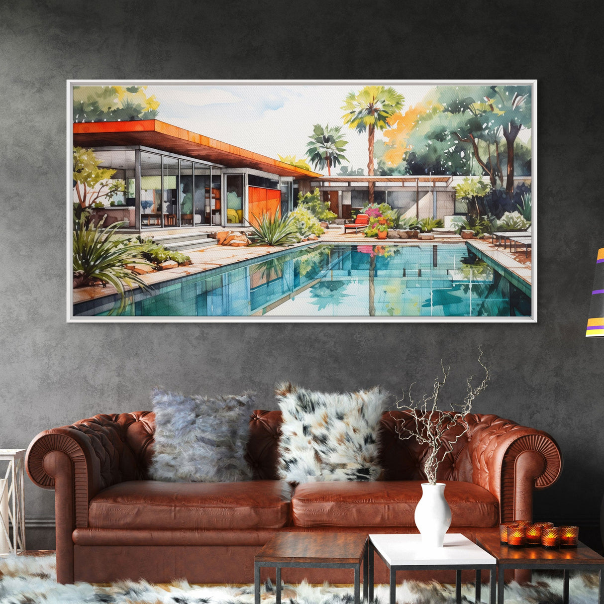 Architectural Print, House Portrait, Watercolor House, Panoramic Art, Wall Art, Canvas Art, Landscape Art, Realtor Thank You, Above Bed Art