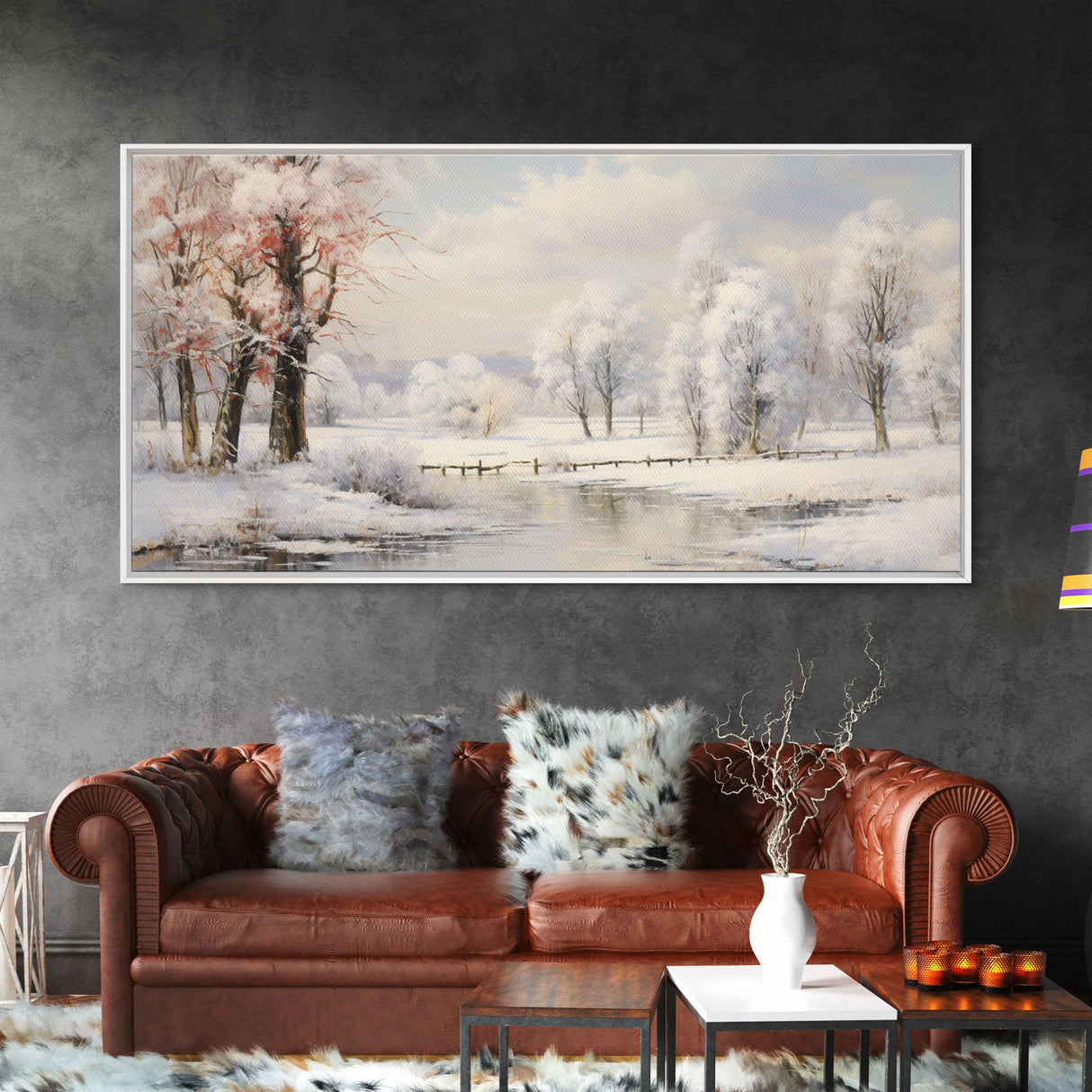 Winter Landscape, Lake Wall Art, Winter Wonderland, Panoramic Landscape, Wall Art, Canvas Wall Art, Landscape Art Print, Lakehouse Gift