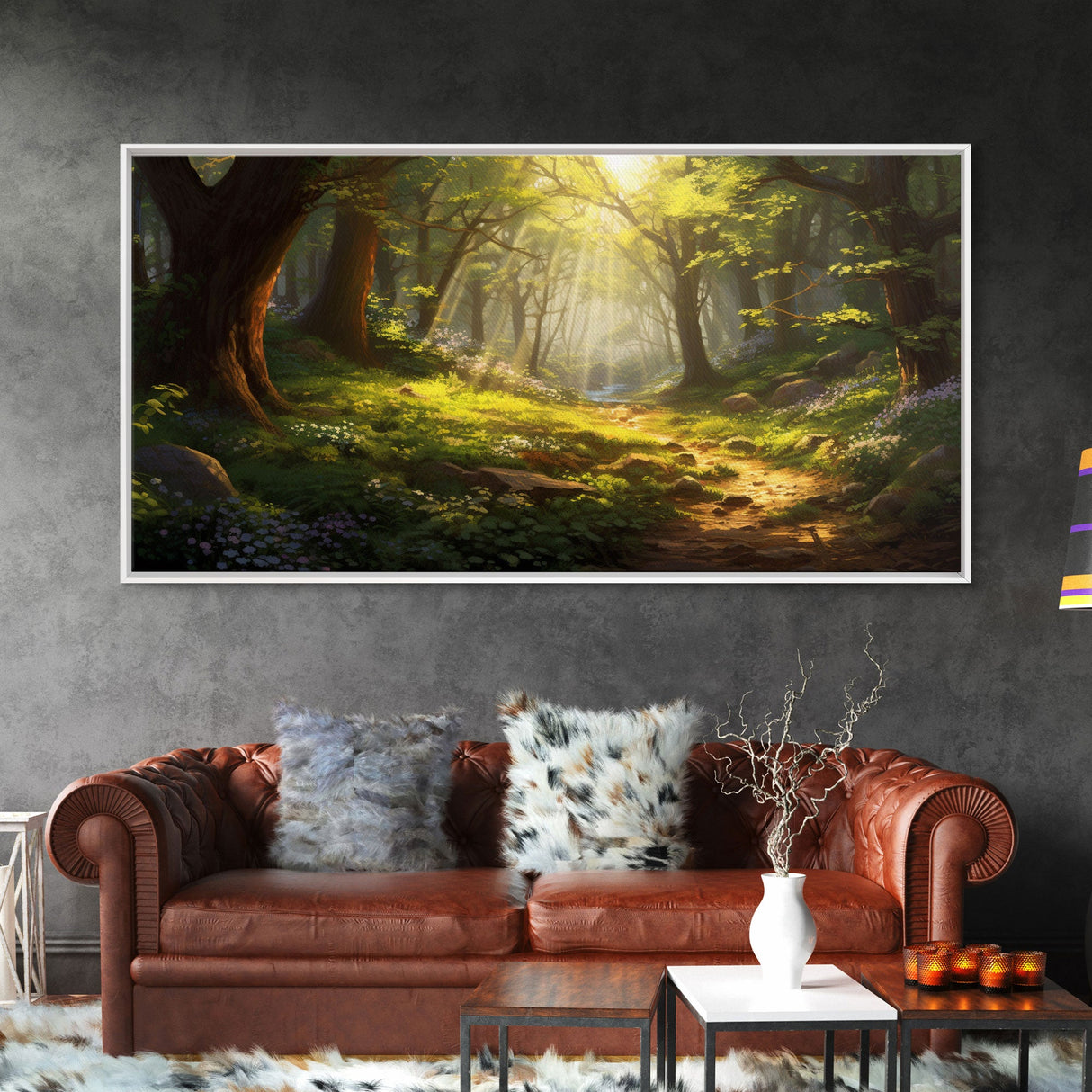 Forest Wall Art, Trees Art Print, Enchanted Forest, Panoramic Art, Wall Art, Canvas Art, Landscape Art Print, Game Room Décor, Cozy Gift