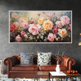 Roses Wall Art, Floral Art Print, Botanical Wall Art, Panoramic Art, Wall Art, Canvas Art, Landscape Art, Home Decor Prints, Office Wall Art