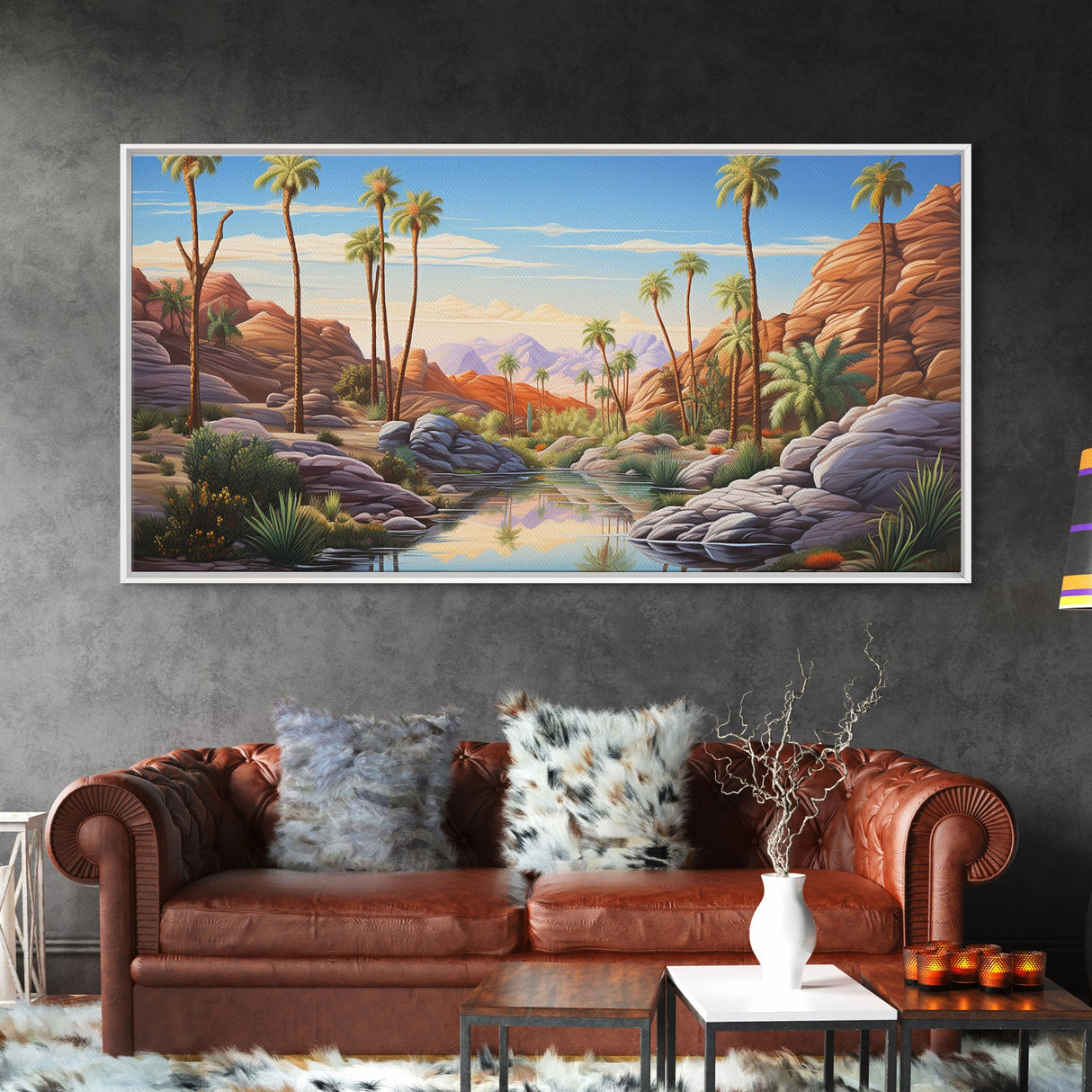 Palm Tree Wall Art, Desert Landscape, Desert Wall Art, Panoramic Art, Wall Art, Canvas Art, Landscape Art, Nature Wall Art,Housewarming Gift