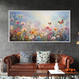 Butterflies Wall Art, Wildflower Meadow, Panoramic Art, Wall Art, Canvas Art, Landscape Art, Spring Meadow Print, Wife Gift, Boho Wall Art