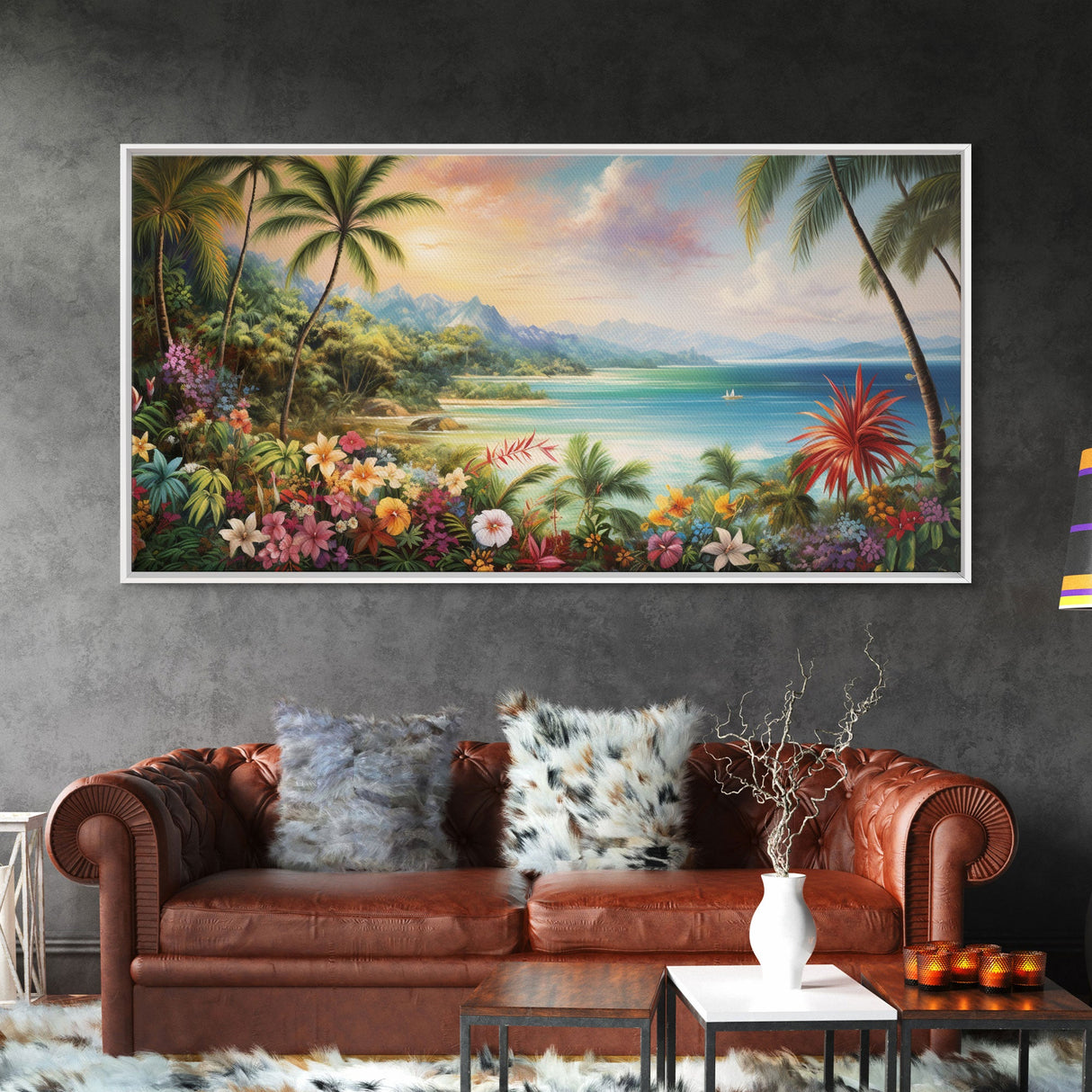 Palm Trees Art, Beach Print, Tropical Wall Art, Panoramic Art, Wall Art, Canvas Art, Landscape Art, Gift For Family, Home Office Art