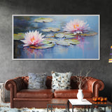 Water Lily Wall Art, Pink Flower Art, Panoramic Art, Wall Art, Canvas Art, Landscape Art, Wall Art Prints, Thank You Gift, Bedroom Prints