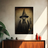 Witch Halloween, Scary Wall Art, Witch Art Print, Dark Art Print, Occult Art, Canvas Print, Wall Art, Vertical Print, Home Decor, Wall Decor