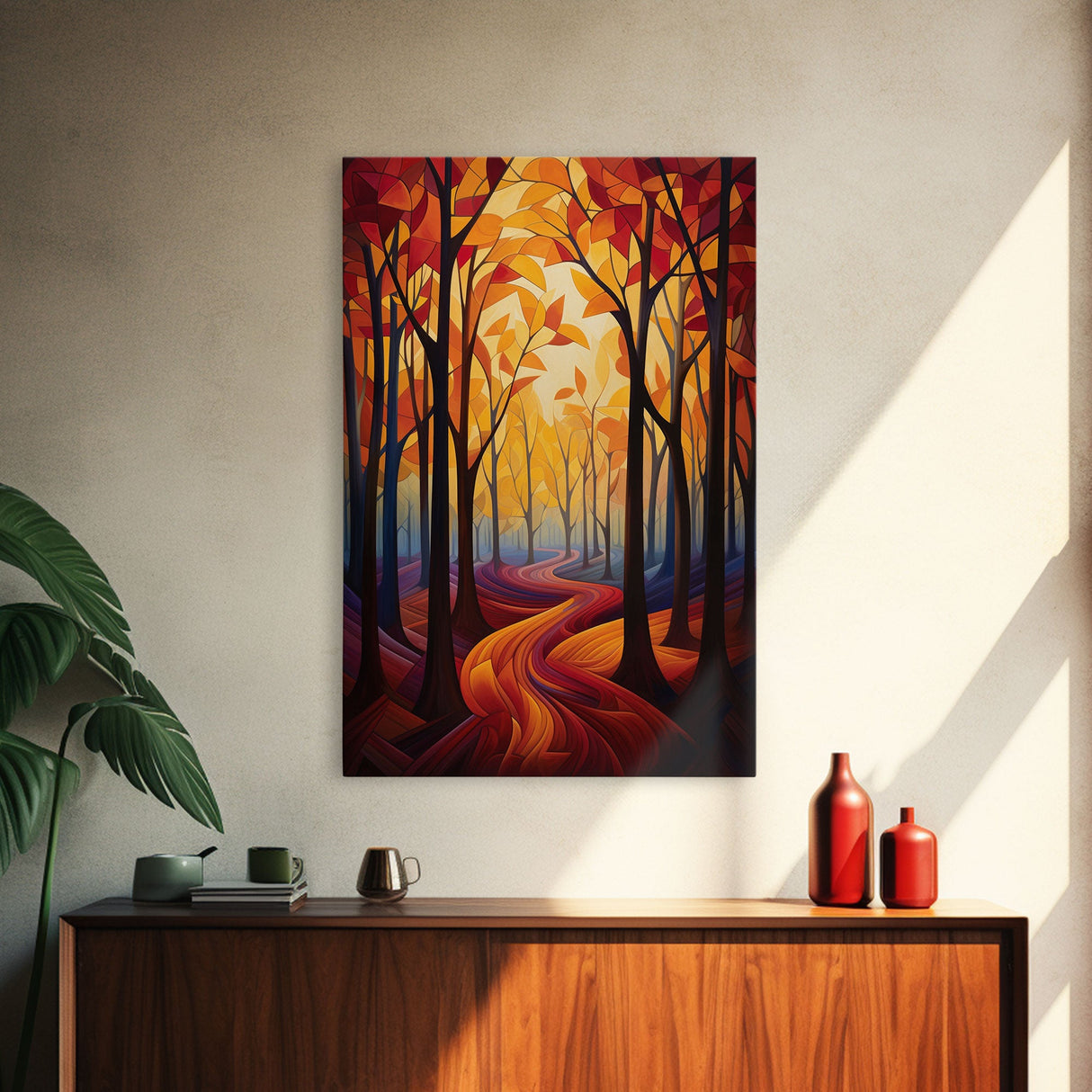 Abstract Wall Art, Forest Print, Fall Wall Art, Canvas Print, Wall Art, Vertical Print, Nature Print, College Dorm Decor, Living Room Prints