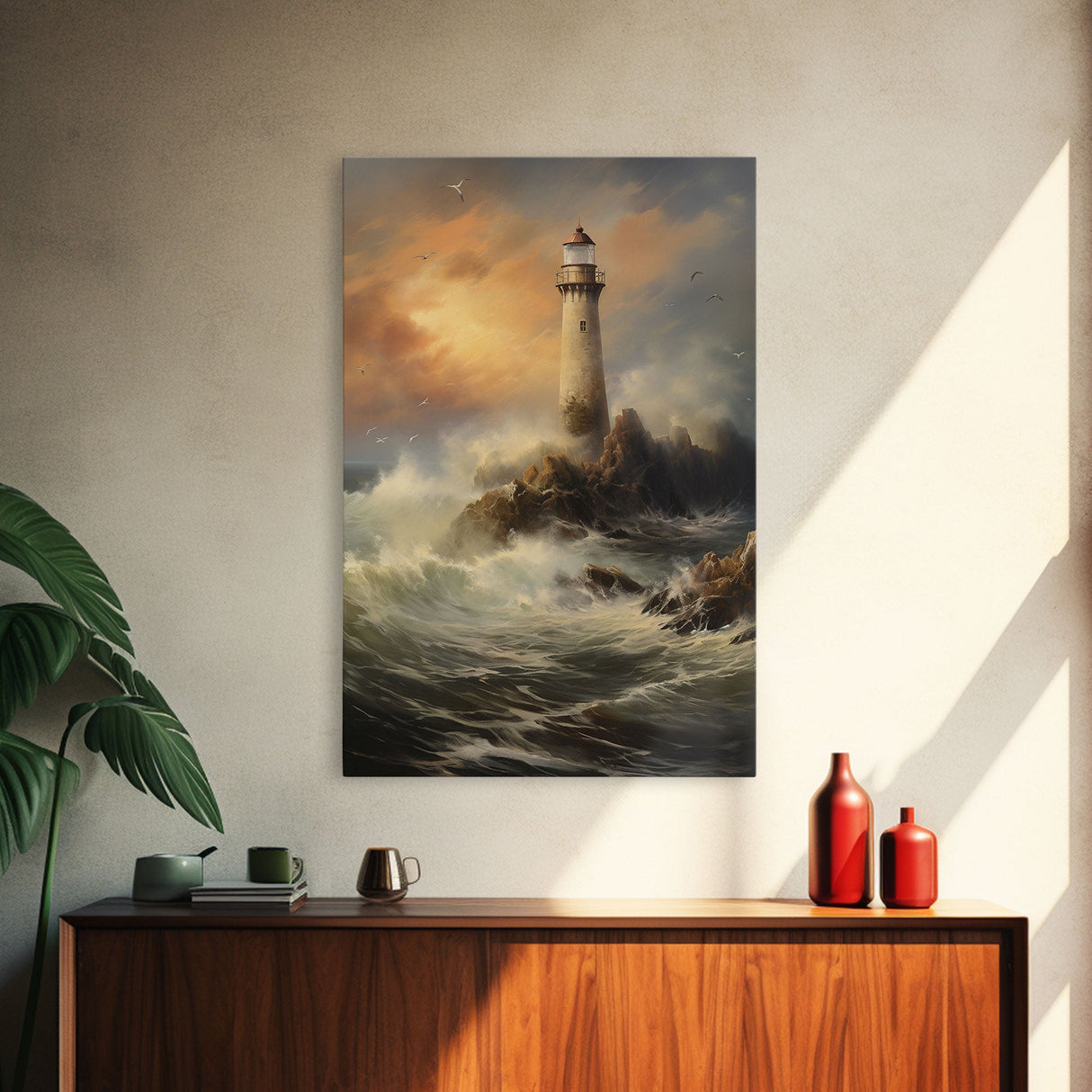 Light House Print, Ocean Wall Decor, Seascape Art, Canvas Print, Wall Art, Vertical Art, Landscape Art Print, Gift For Coworker, Wall Decor