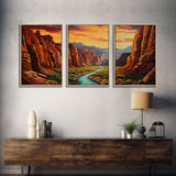 Canyon Art, River Wall Art, Landscape Wall Print, Canvas Print, Wall Art, 3 Piece Wall Art, Appreciation Gift, Ranch Decor, Western Wall Art