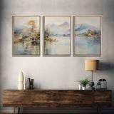 Lake Wall Art, Mountains Print, Landscape Wall Art, Nature Art, Canvas Print, Wall Art, 3 Piece Wall Art, College Dorm Decor, Office Prints