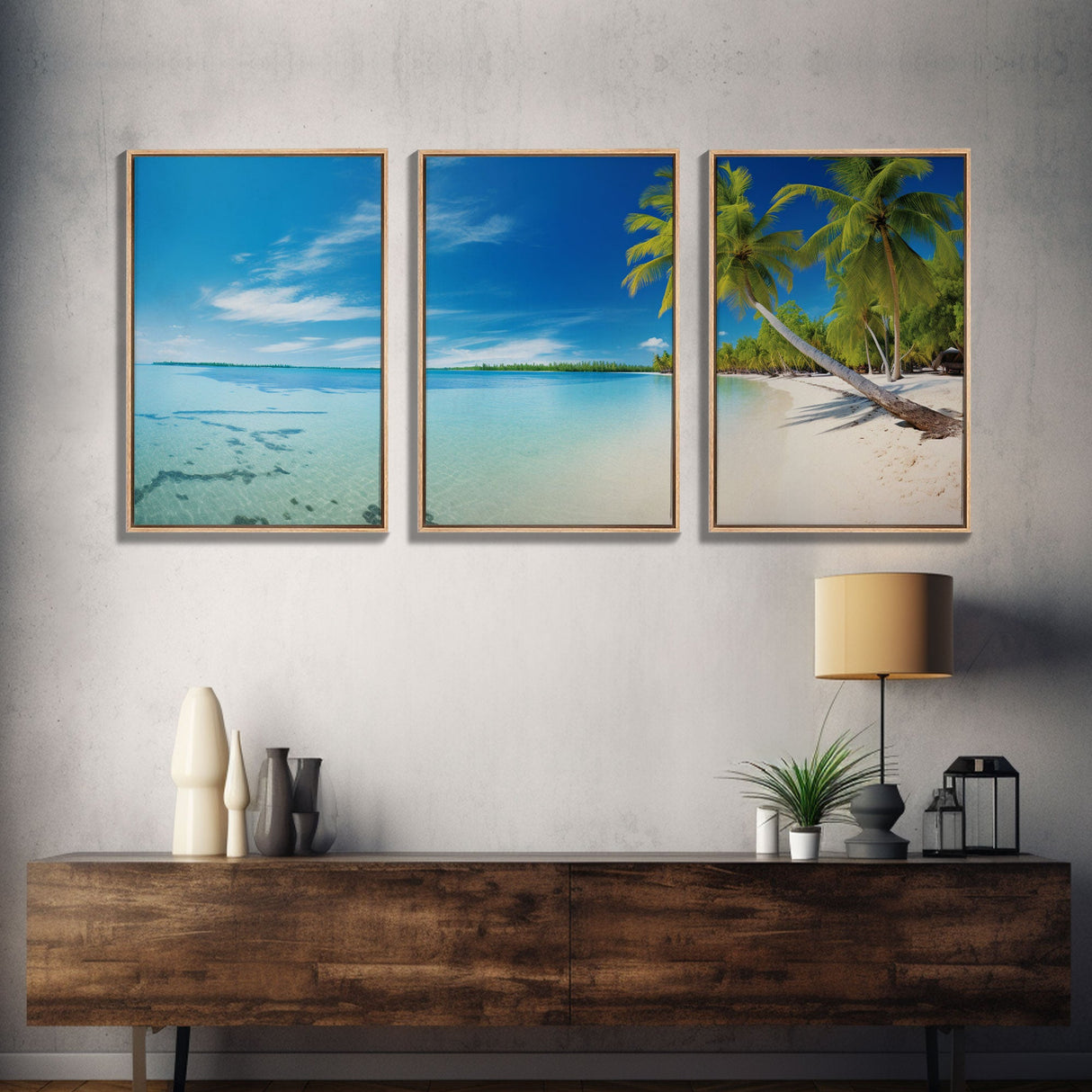 Tropical Wall Art, Beach Art Print, Seascape Print, Canvas Print, Wall Art, 3 Piece Wall Art, Beach House Wall Decor, Family Room Art