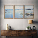 framed ocean art | beach wall art | framed wall art | living room wall decor | abstract landscape art | 3 Piece Art | Triptych Painting