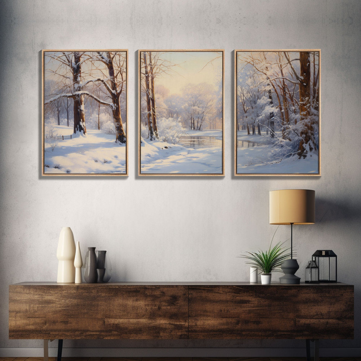 Winter Wall Decor, Winter Forest Print, Canvas Print, Wall Art, 3 Piece Wall Art, Forest Wall Art, Landscape Print, Home Decor Prints